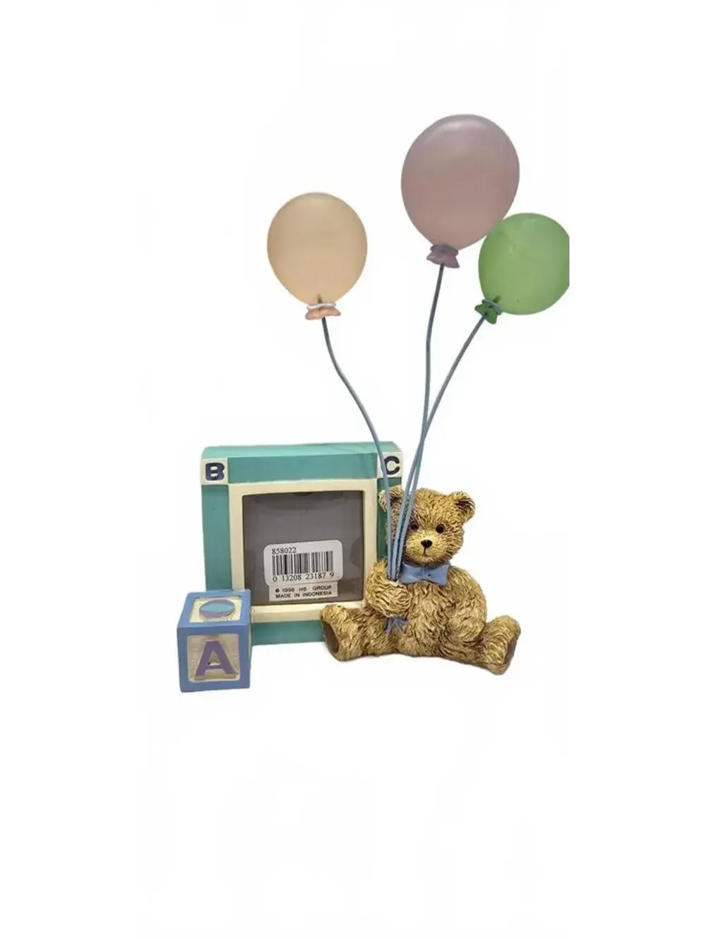 1998 HB Group Teddy Bear Figurine with Balloons and ABC Blocks